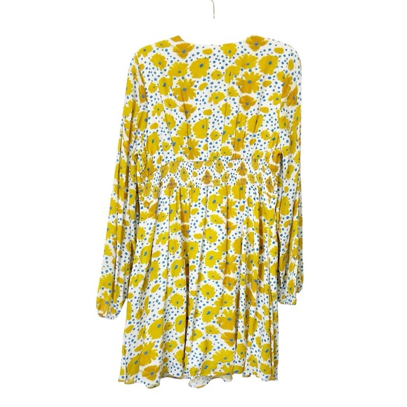 Anthropologie Buttercup Puff Sleeve Dress Women's Size Large Yellow Floral - Picture 3 of 9